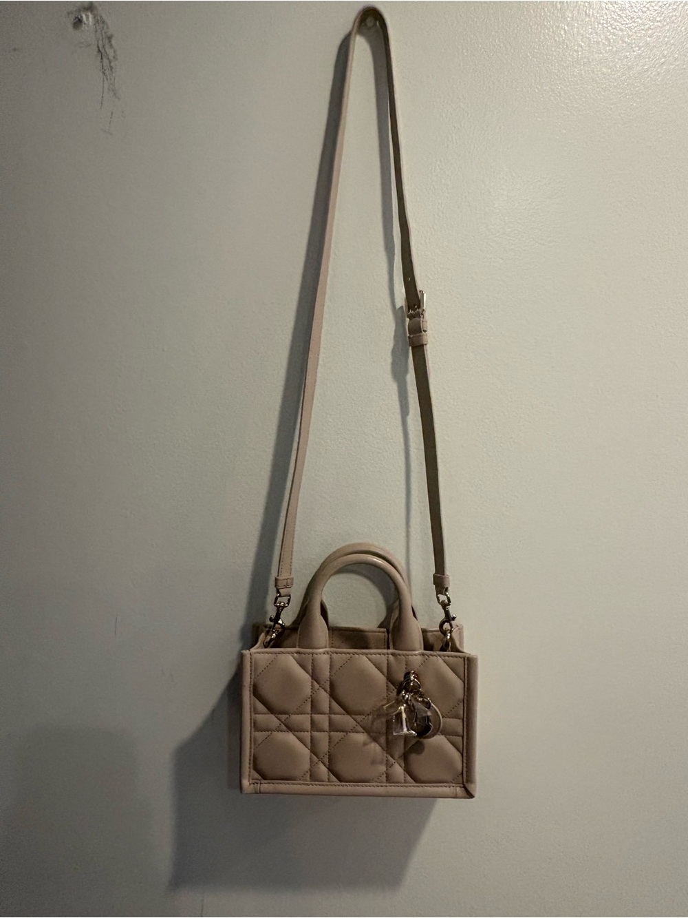 New-Calfskin Macrocannage Mini Book Tote Desert Taupe